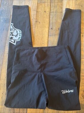 Darc Sport Black Leggings with White Wolves Graphic